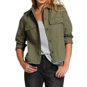 UNIVERSAL THREAD Raw Hem Olive Green Button Front Jacket X-Small NWT